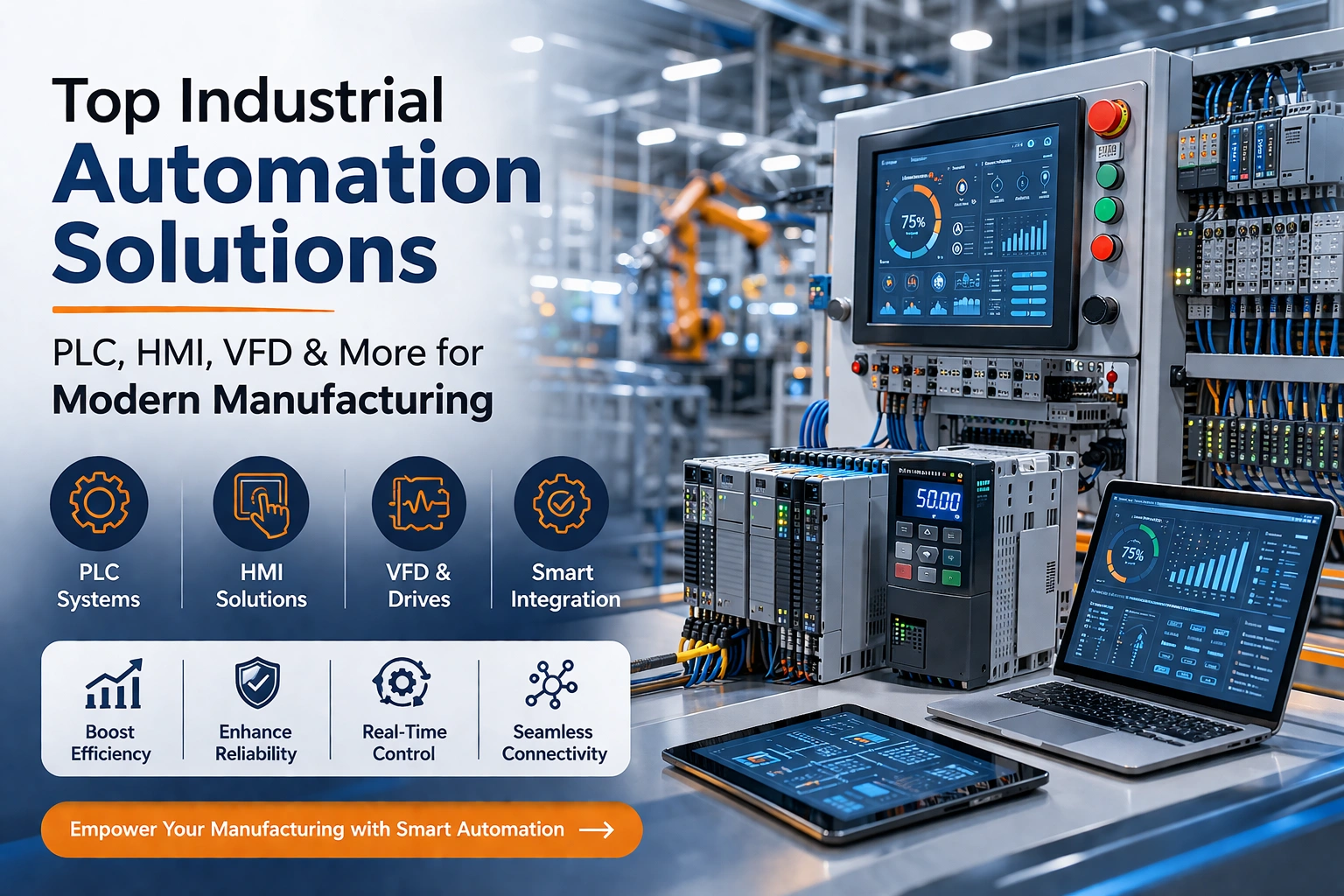 Top Industrial Automation Solutions PLC, HMI, VFD & More for Modern Manufacturing